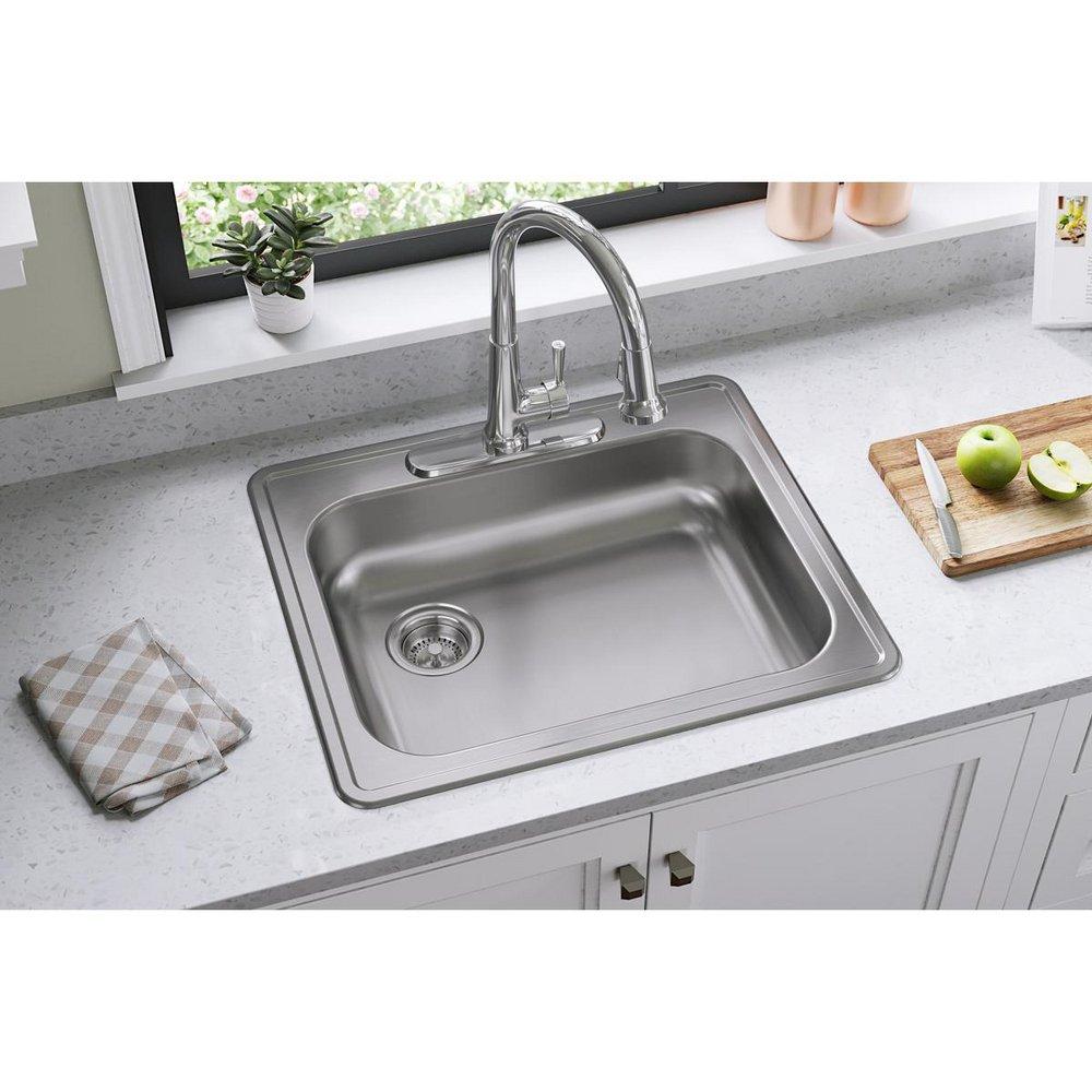 DAYTON Dayton GE12521L3 25 x 21-1/4 in. 3 Hole Stainless Steel Single Bowl Drop-in Sink