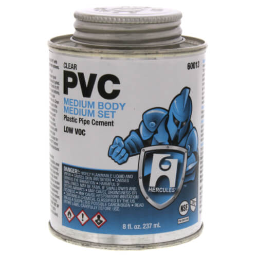 HERCULES Hercules 60013 PVC Cement Clear Medium Body Medium Set 8 Ounces