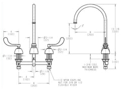 Chicago Faucets 786-GN8FCABCP Lavatory Faucet 2-Handle Concealed Deck Mount