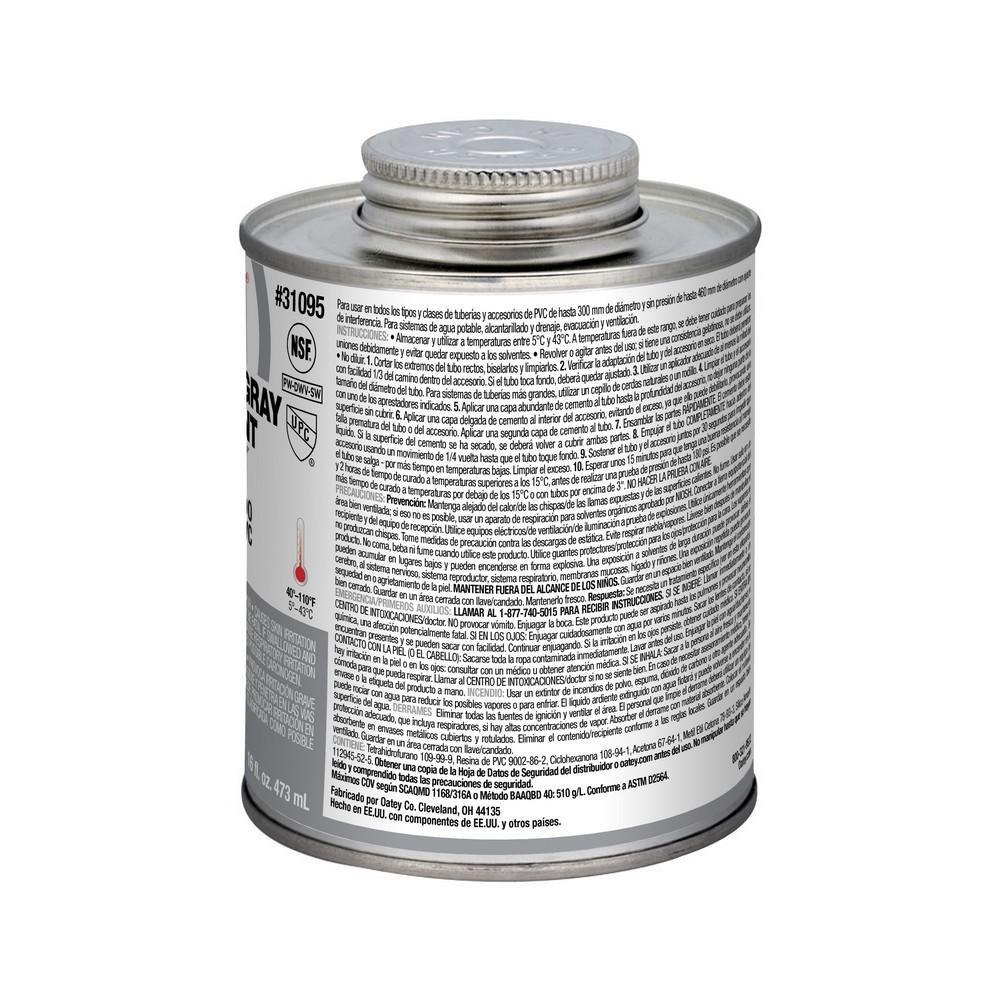 OATEY Oatey 31095 16 oz. Medium Set PVC Grey Pipe Cement