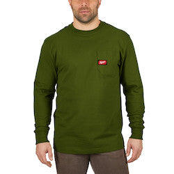 MILWAUKEE Milwaukee 602OG-XL Heavy Duty Pocket T-Shirt - Long Sleeve - Green XL