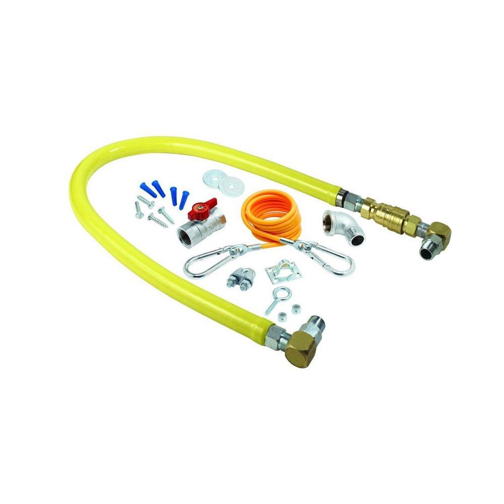 T&S BRASS T&S Brass HG-4D-48SK Safe.T.Link 3/4 in. NPT x 48 in. Gas Hose with Quick Disconnect, Installation Kit SwiveLink Fittings