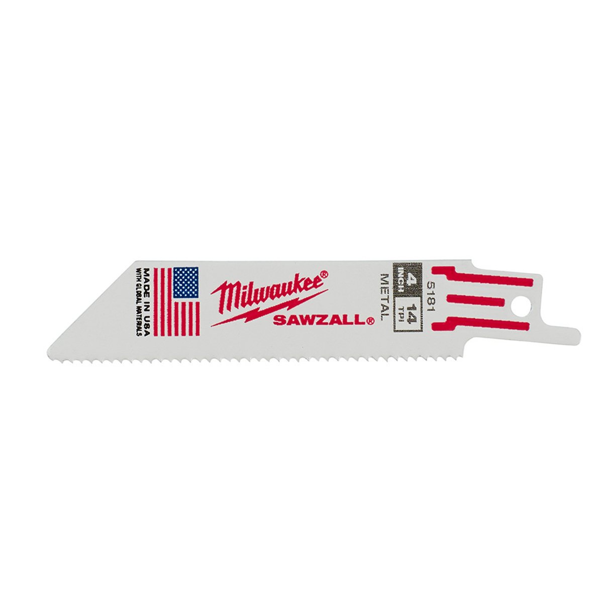 MILWAUKEE Milwaukee 48-00-5181 Thin Kerf SAWZALL Blades 4 in Length 14 TPI 5 Pack