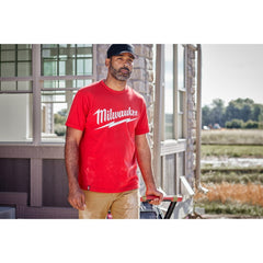 Milwaukee Tool 607R-L Heavy Duty T-Shirt - Short Sleeve Logo Red L