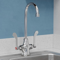 ELKAY Elkay LK500GN05T4 Single Hole with Concealed Deck Faucet with 5 Gooseneck Spout 4 Wristblade Handles Chrome