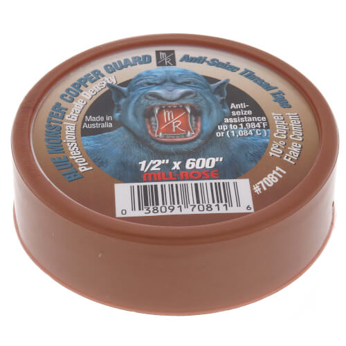 BLUE MONSTER Blue Monster 70811 Copper Guard, Thread Seal Tape, 600 inch x 1/2 inch, Anti-Seize PTFE Tape