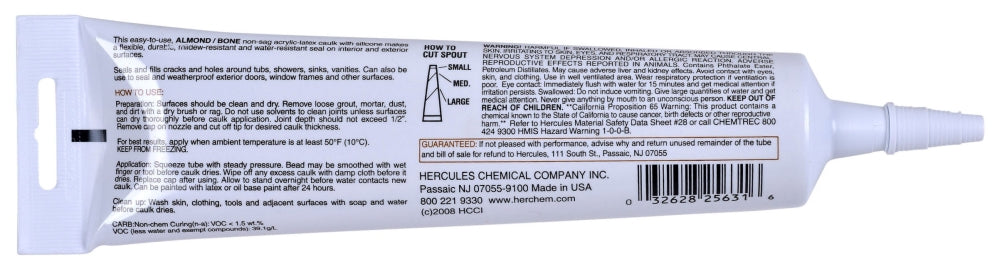 HERCULES Hercules 25631 Plumbers Caulk 5.5 Fluid Ounce Almond/Bone