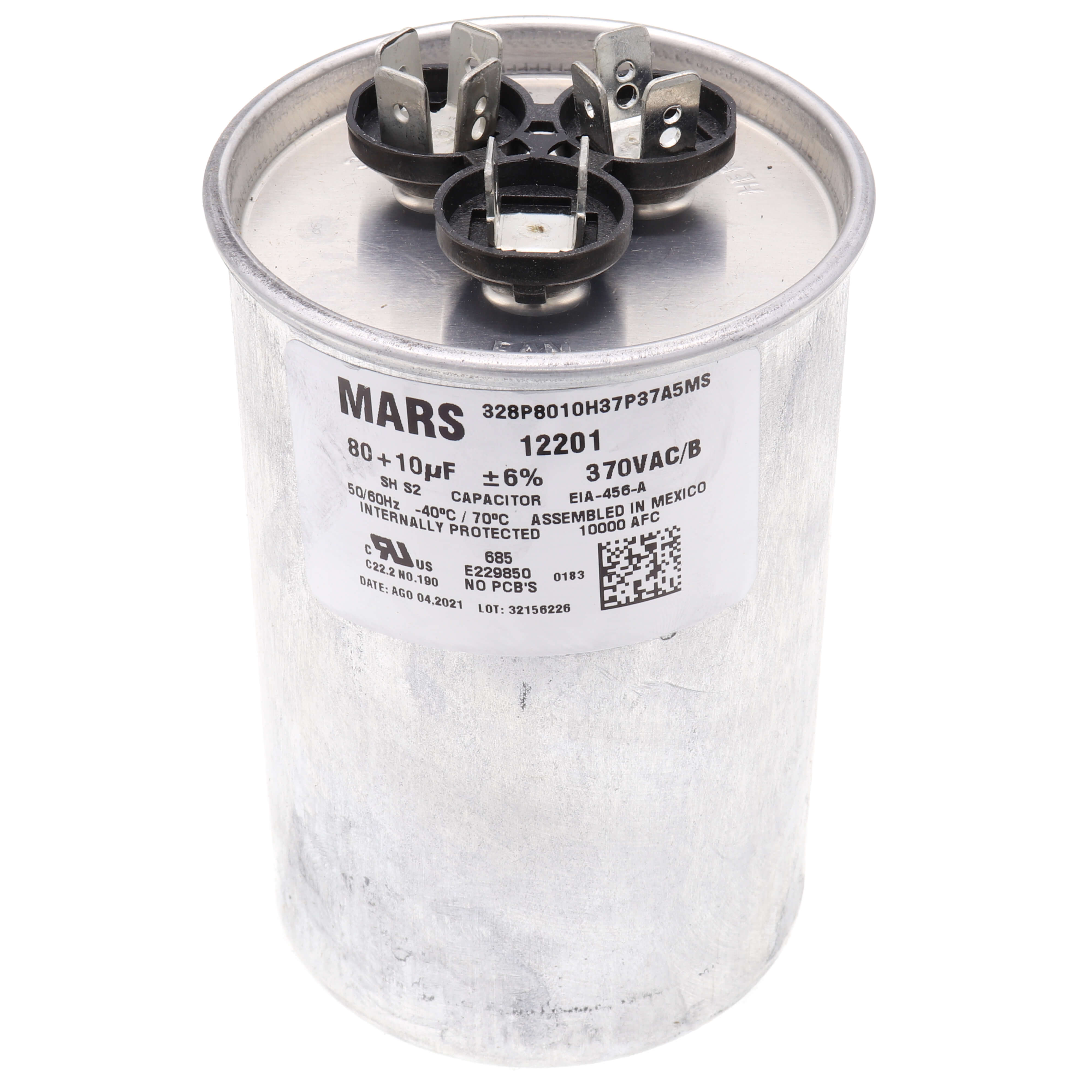 MARS MARS 12201 Blue Box 80/10 mfd 370V Dual Round Run Capacitor