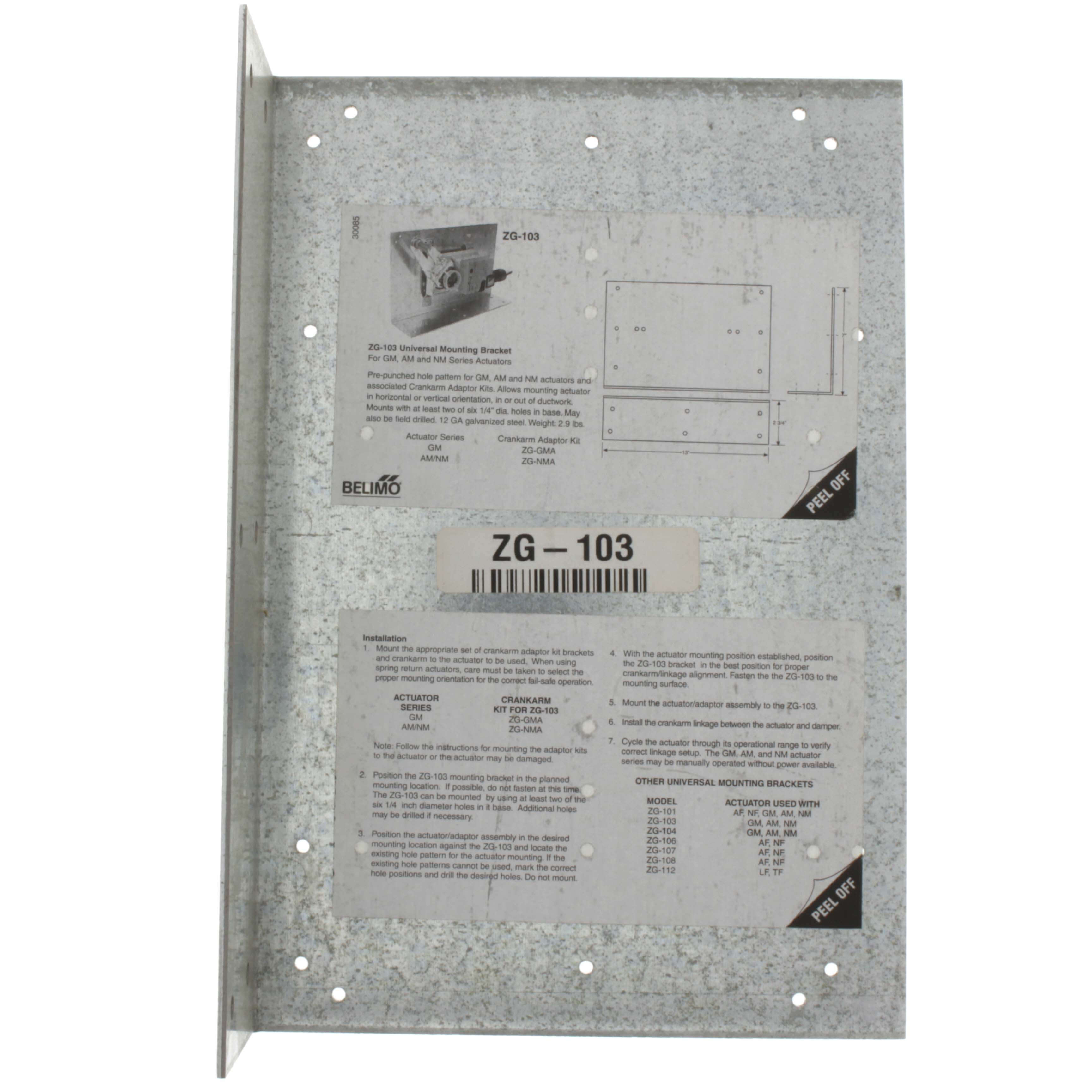 BELIMO Belimo ZG-103 Mounting Bracket Universal Right Angle 7-1/2 x 11 x 2-3/4
