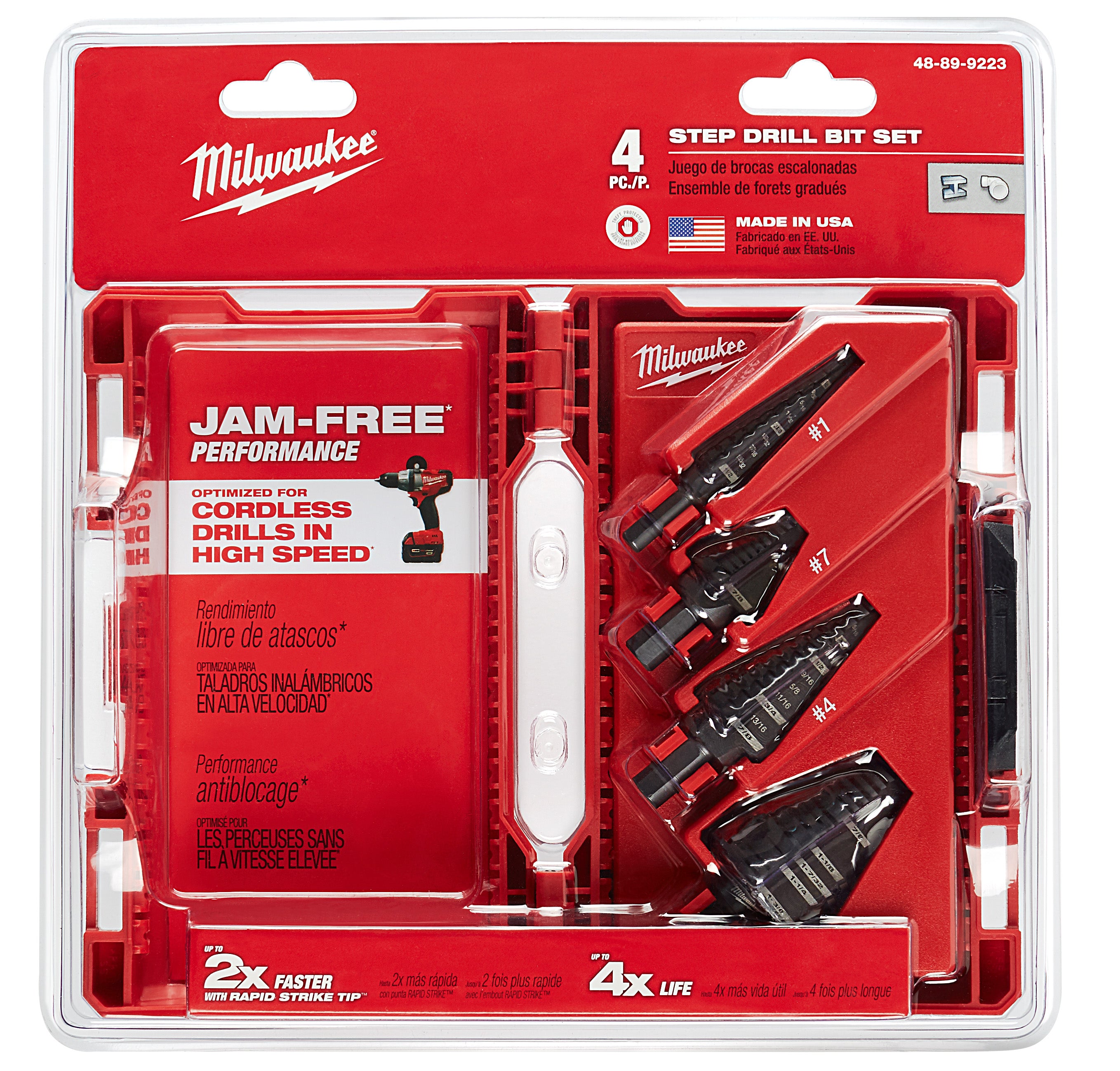 MILWAUKEE Milwaukee 48-89-9223 Step Drill Bit Set 4 Piece HSS Black Oxide