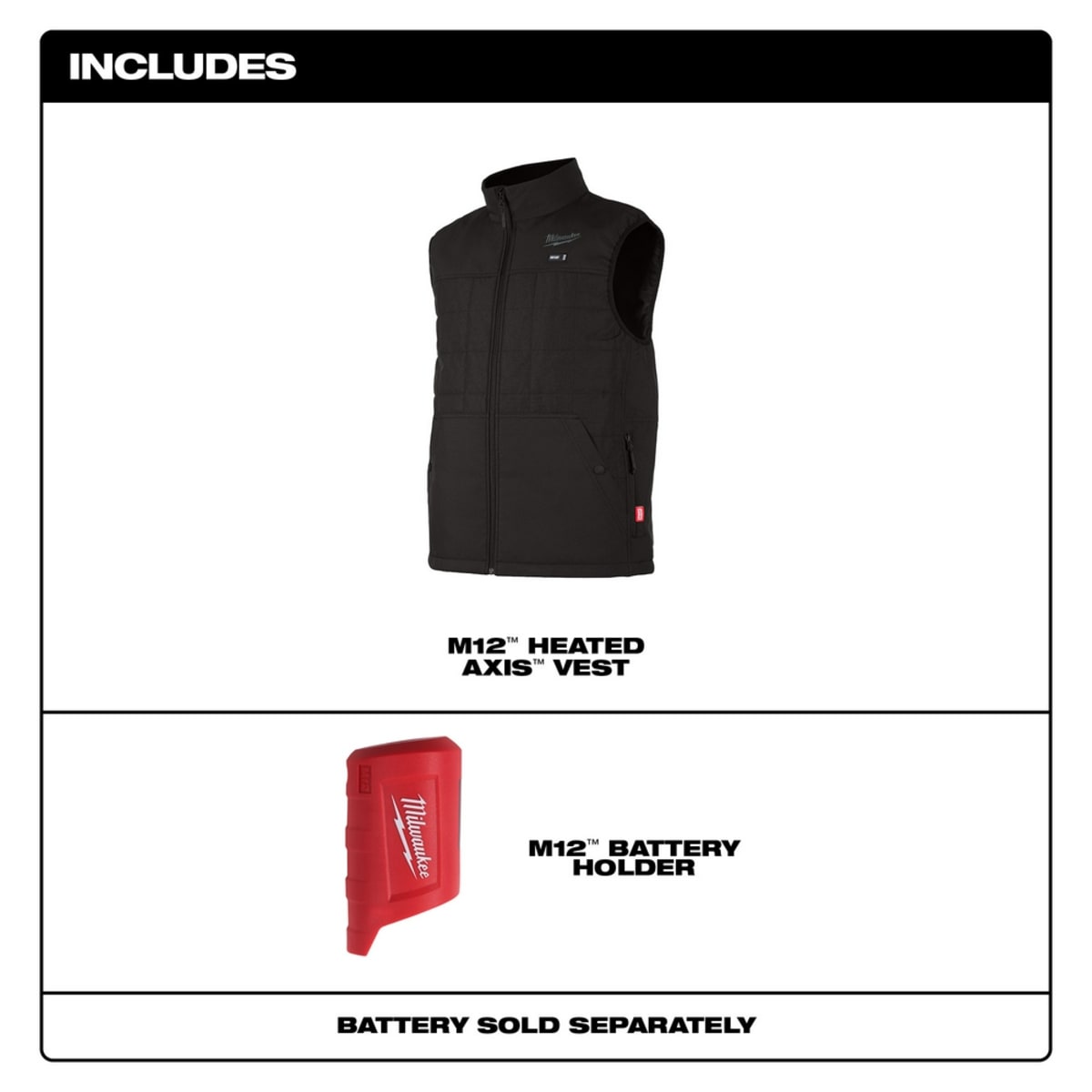 MILWAUKEE Milwaukee Tool 305B-203X M12 Black Heated AXIS Vest Black 3X