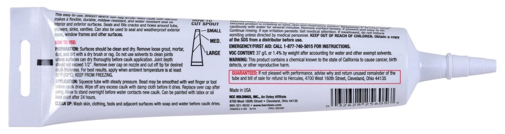 HERCULES Hercules 25605 Plumbers Caulk 5.5 oz Tube White