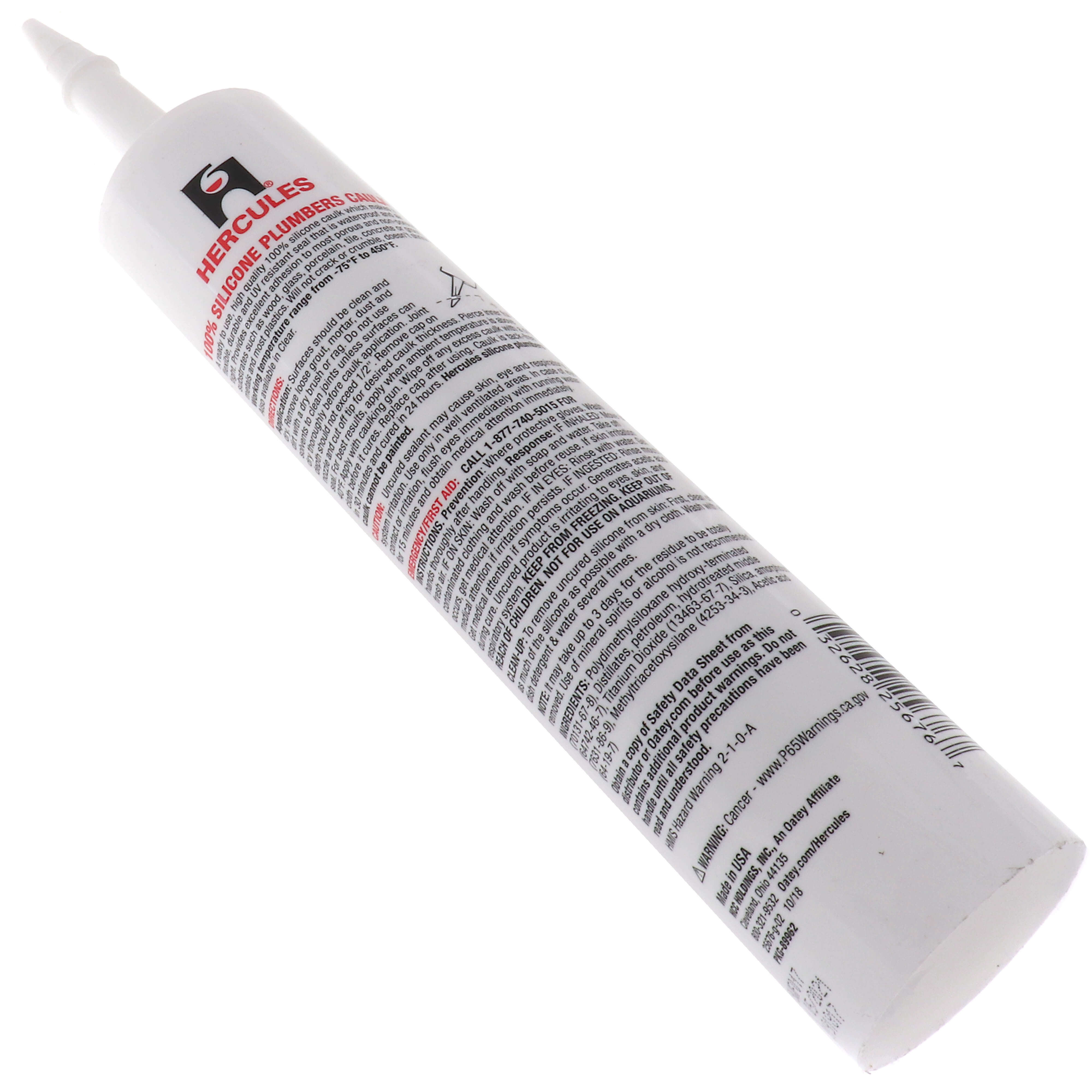 HERCULES Hercules 25-676 10.1 oz Cartridge Silicone Plumbers Caulk White Replacement MPN