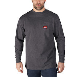 MILWAUKEE Milwaukee 602G-L Heavy Duty Pocket T-Shirt - Long Sleeve - Gray L