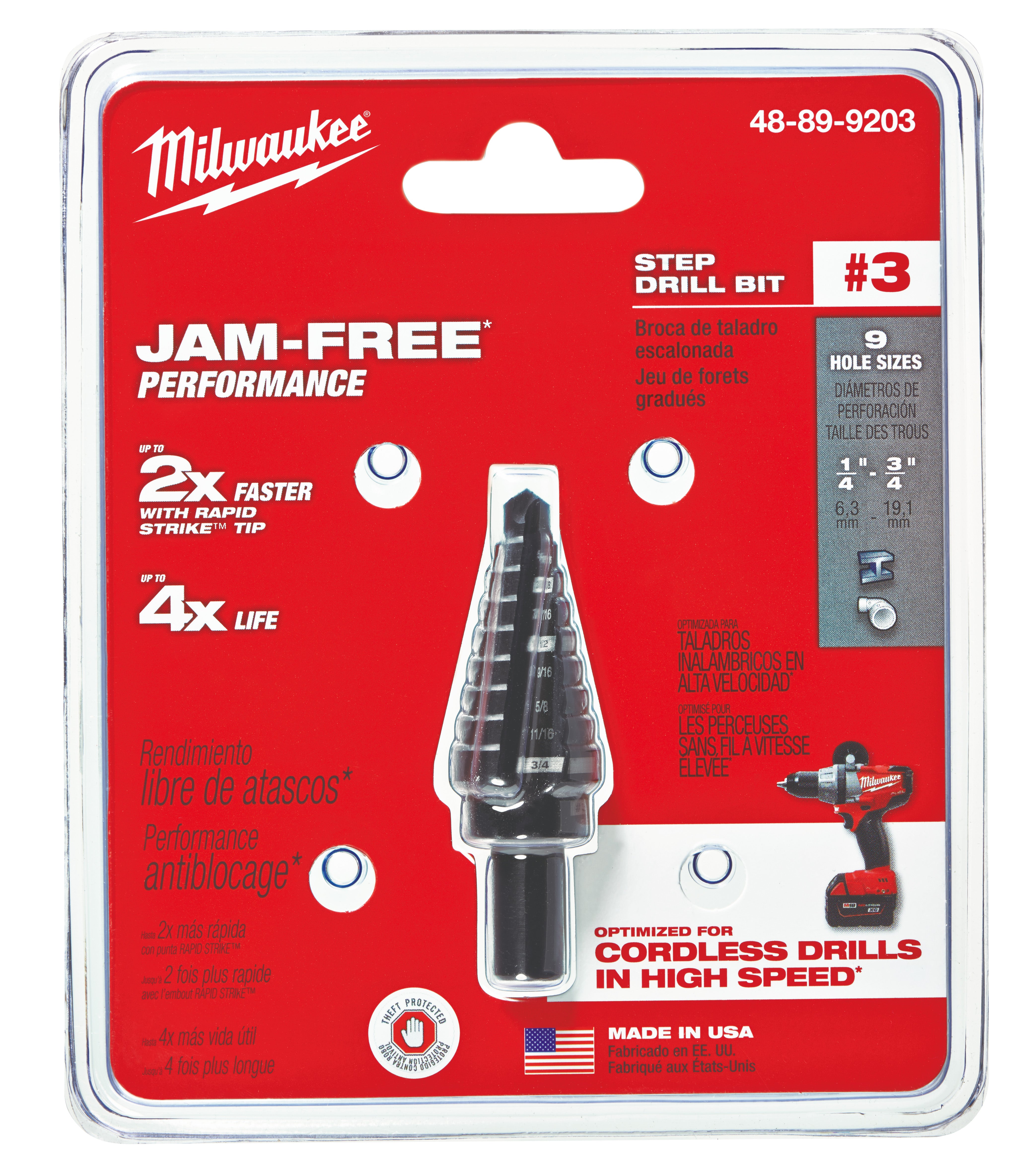 MILWAUKEE Milwaukee 48-89-9203 Step Drill Bit 2X Faster 1/4 to 3/4 in.