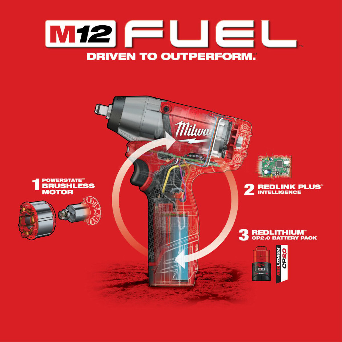 MILWAUKEE Milwaukee 2454-22 M12 FUEL 3/8 Impact Wrench Kit