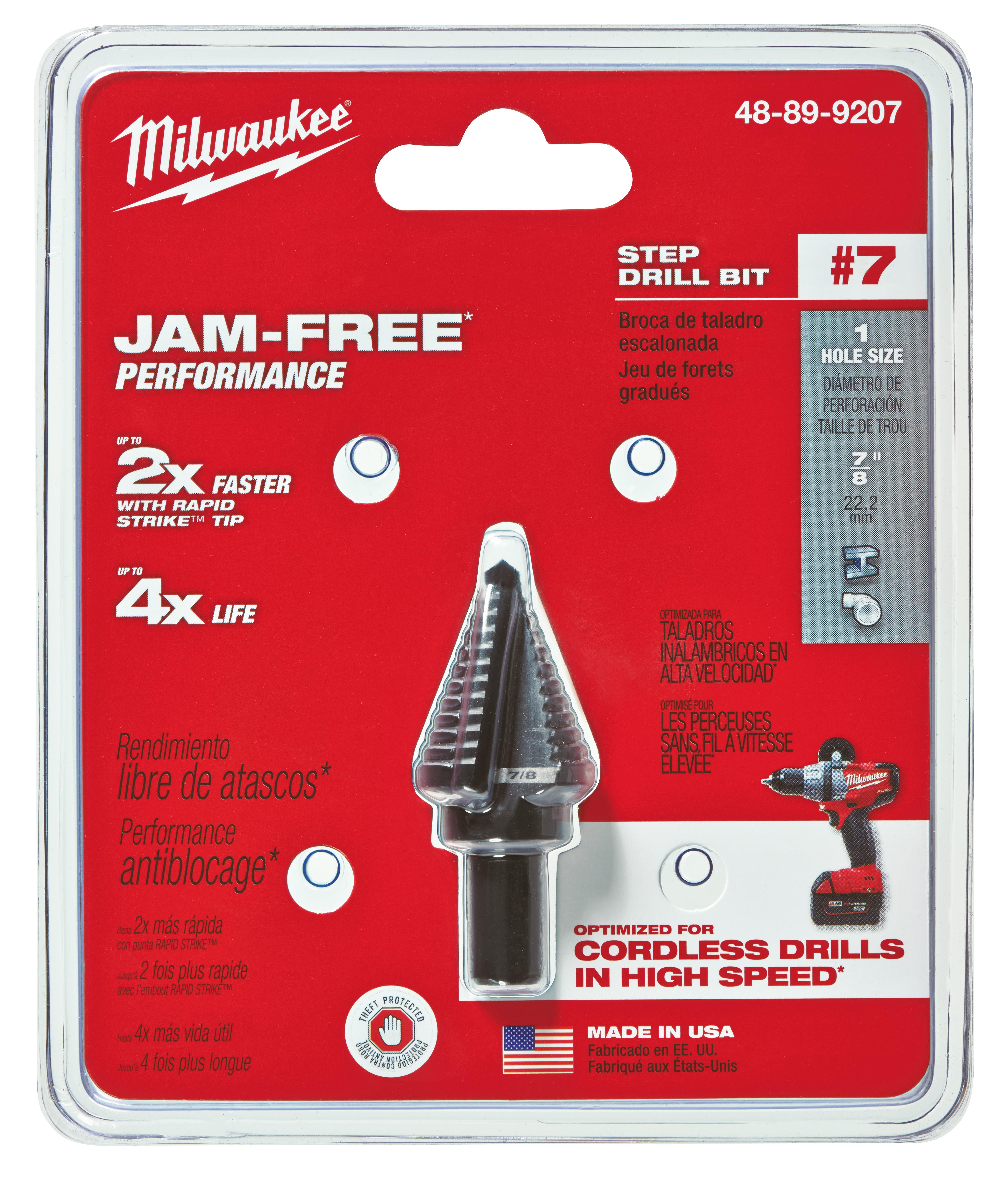MILWAUKEE Milwaukee 48-89-9207 Step Drill Bit 7/8 in. Single Hole