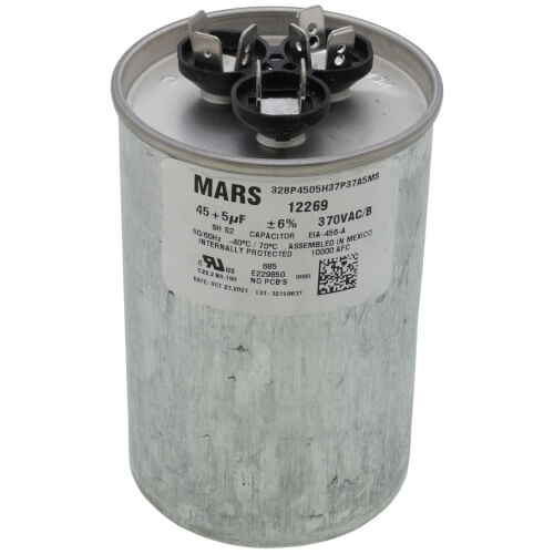 MARS MARS 12269 Dual Section Round Motor Run Capacitor 370V 45/5 MFD