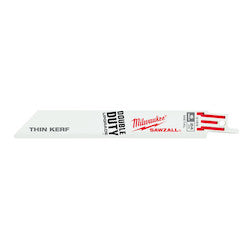 MILWAUKEE Milwaukee 48-00-5186 Sawzall Double Duty Straight Back Thin Kerf Reciprocating Saw Blade, 6 in L x 3/4 in W, 24 TPI