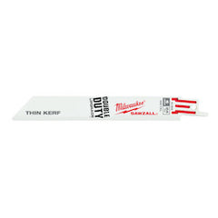 Milwaukee 48-00-5186 Sawzall Double Duty Straight Back Thin Kerf Reciprocating Saw Blade, 6 in L x 3/4 in W, 24 TPI