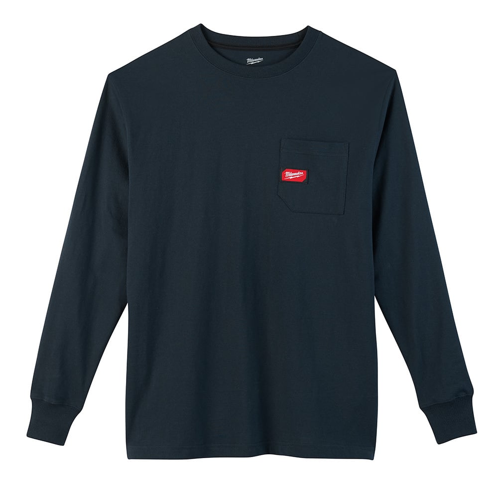 MILWAUKEE Milwaukee 602BL-XL Heavy Duty Pocket T-Shirt - Long Sleeve - Blue XL