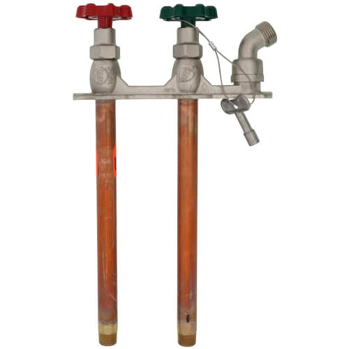 PRIER Prier C-108D10 C-108 Series 10 1/2 MPT x 1/2 SWT Inlet Hot & Cold Anti-Siphon Adjustable Wall Faucet