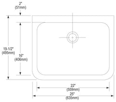 ELKAY Elkay EWS25202 Stainless Steel 25 x 19.5 x 10-1/2 Wall Hung Single Bowl Hand Wash Sink Kit
