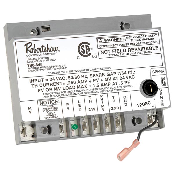 ROBERTSHAW Robertshaw 780-845 Ignition Control 24 VAC 50/60 Hz 1.5 A Natural Gas