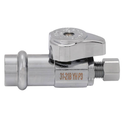 BRASSCRAFT BrassCraft G2CP04XC1 1/2 x 1/4 in. Press x Compression Straight Supply Stop Valve in Chrome