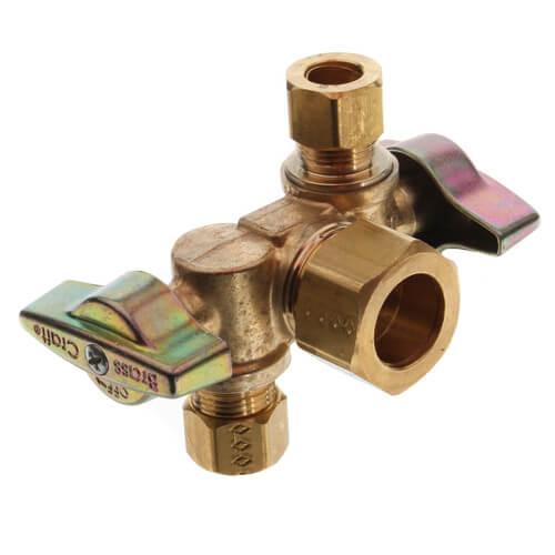 BRASSCRAFT BrassCraft KTCR1901DVXR 1/2 x 3/8 x 3/8 in. Compression x OD Compression x OD Compression Ball Handle Angle Supply Stop Valve