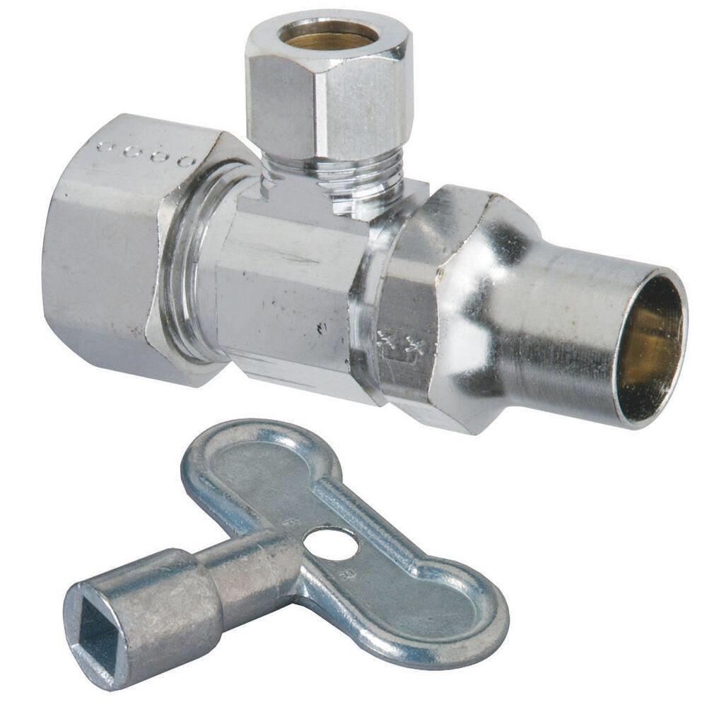 BRASSCRAFT BrassCraft SCR19X C Multi-Turn Angle Stop Valve 1/2 x 3/8 Compression x Compression