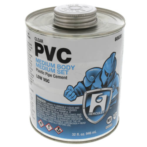 HERCULES Hercules 60020 PVC Cement Clear Solvent Medium Body Medium Set 1 Quart