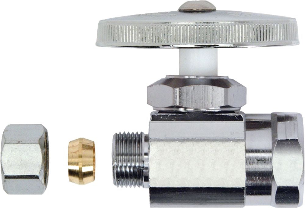BRASSCRAFT BrassCraft OR12XC Multi-Turn Water Stop, Straight Valve, 1/2 Inch FIP x 3/8 Inch OD Compression