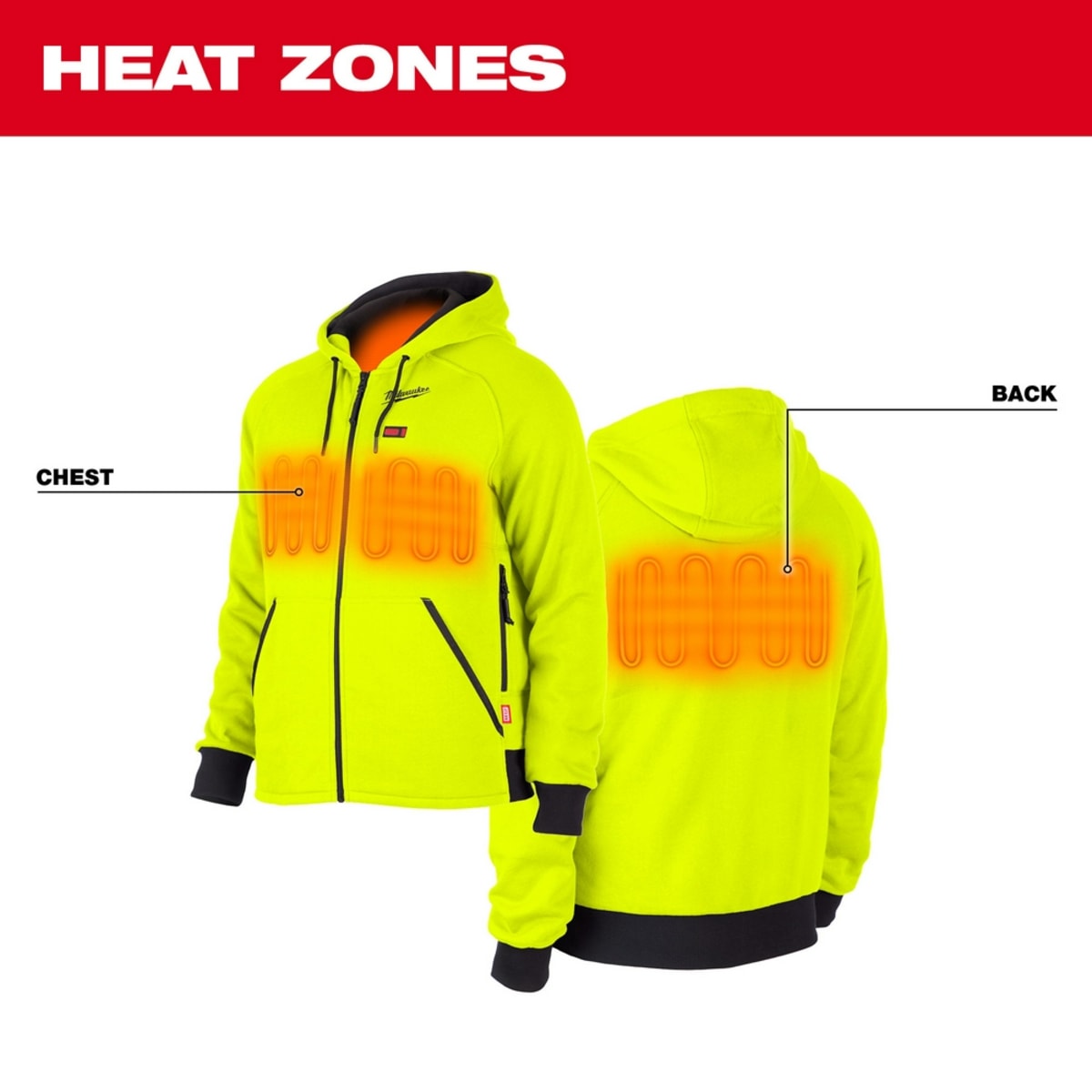 MILWAUKEE Milwaukee Tool 306HV-20M Heated Hoodie Hi-Vis Medium M12