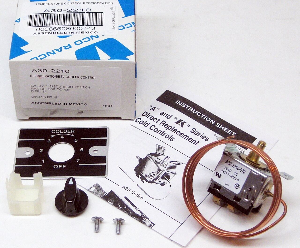 ROBERTSHAW Robertshaw A30-2210 Constant Differential Cold Temperature Control With Dial 32 to 61 deg F
