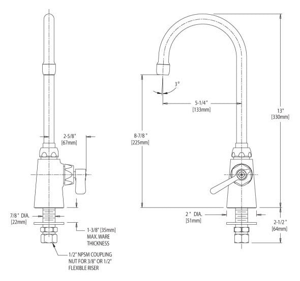 CHICAGO FAUCETS Chicago Faucets 350-ABCP Single Supply Faucet E-Cast