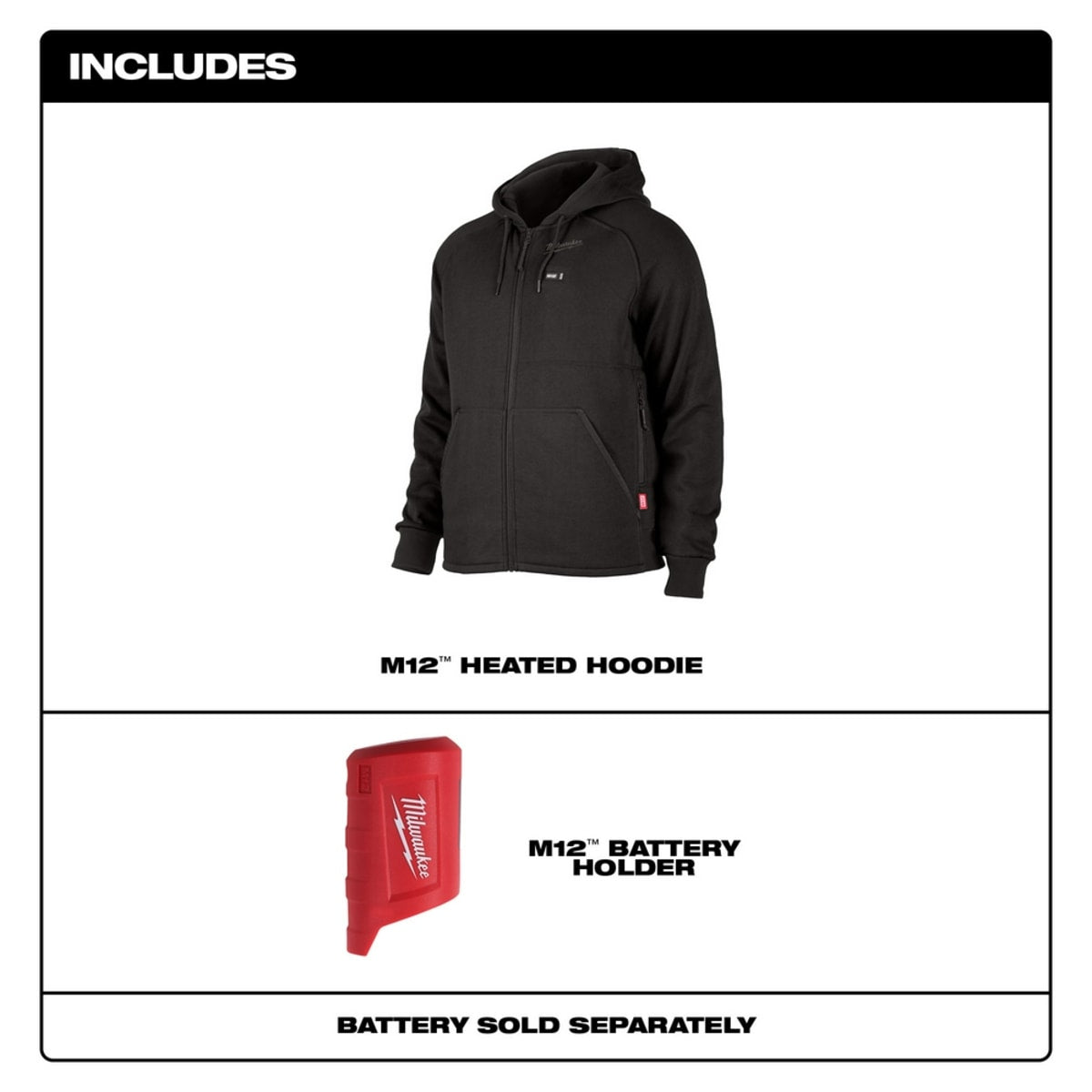 MILWAUKEE Milwaukee 306B-20XL M12 Heated Hoodie Black XL