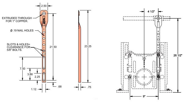 HOLDRITE Holdrite 114-C Carrier Bracket 1 Inch CTS 23-1/4 Inch x 2-1/2 Inch