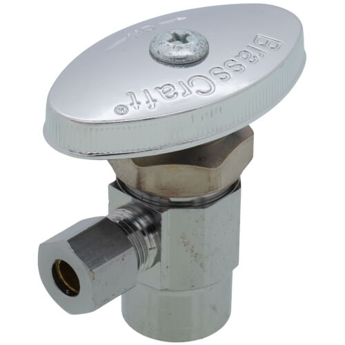 BRASSCRAFT BrassCraft R09XC Multi-Turn Water Stop, Angle Valve, 1/2 inch Nominal Sweat x 1/4 inch OD Compression