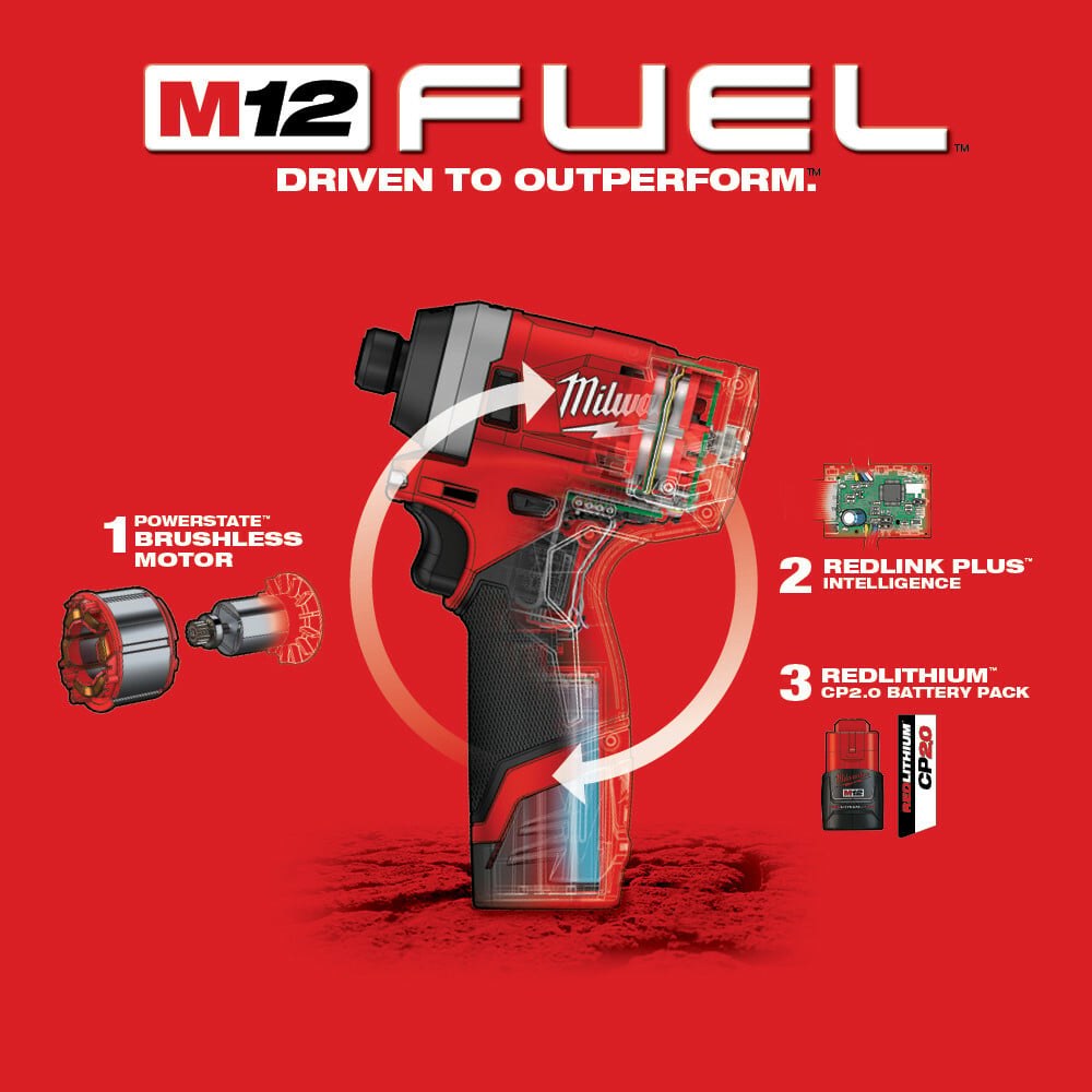 MILWAUKEE Milwaukee 2553-22 M12 Fuel 1/4 Hex Impact Driver Kit