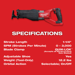 MILWAUKEE Milwaukee 2722-20 M18 FUEL SUPER SAWZALL Reciprocating Saw