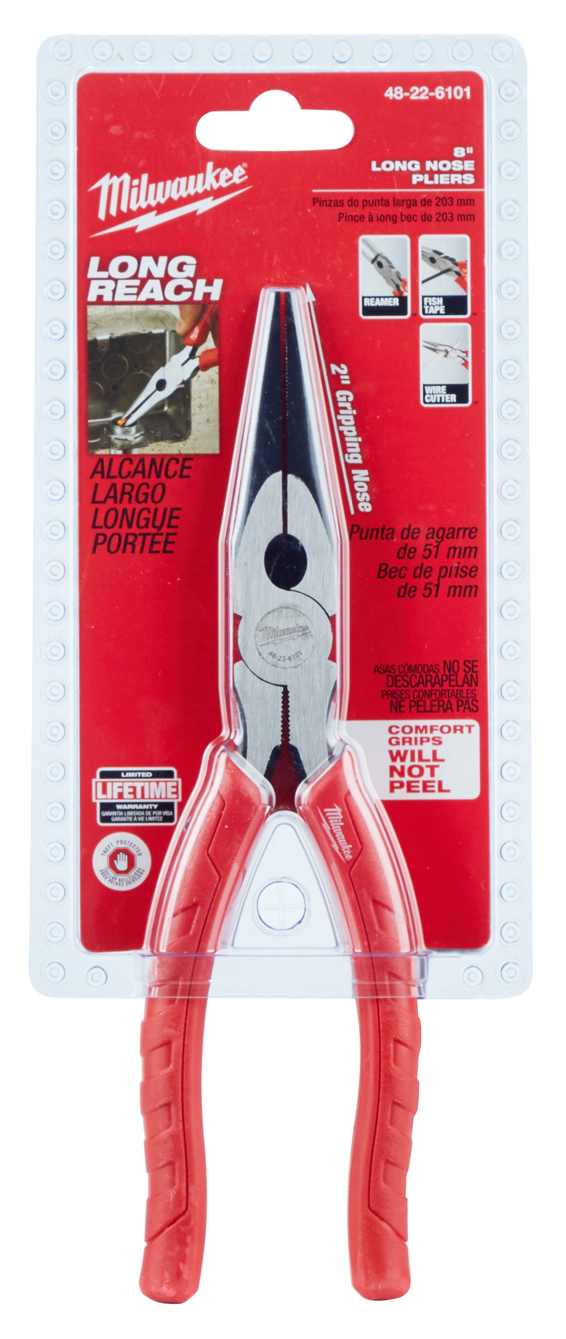 MILWAUKEE Milwaukee 48-22-6101 Long Nose Pliers 8 Inches