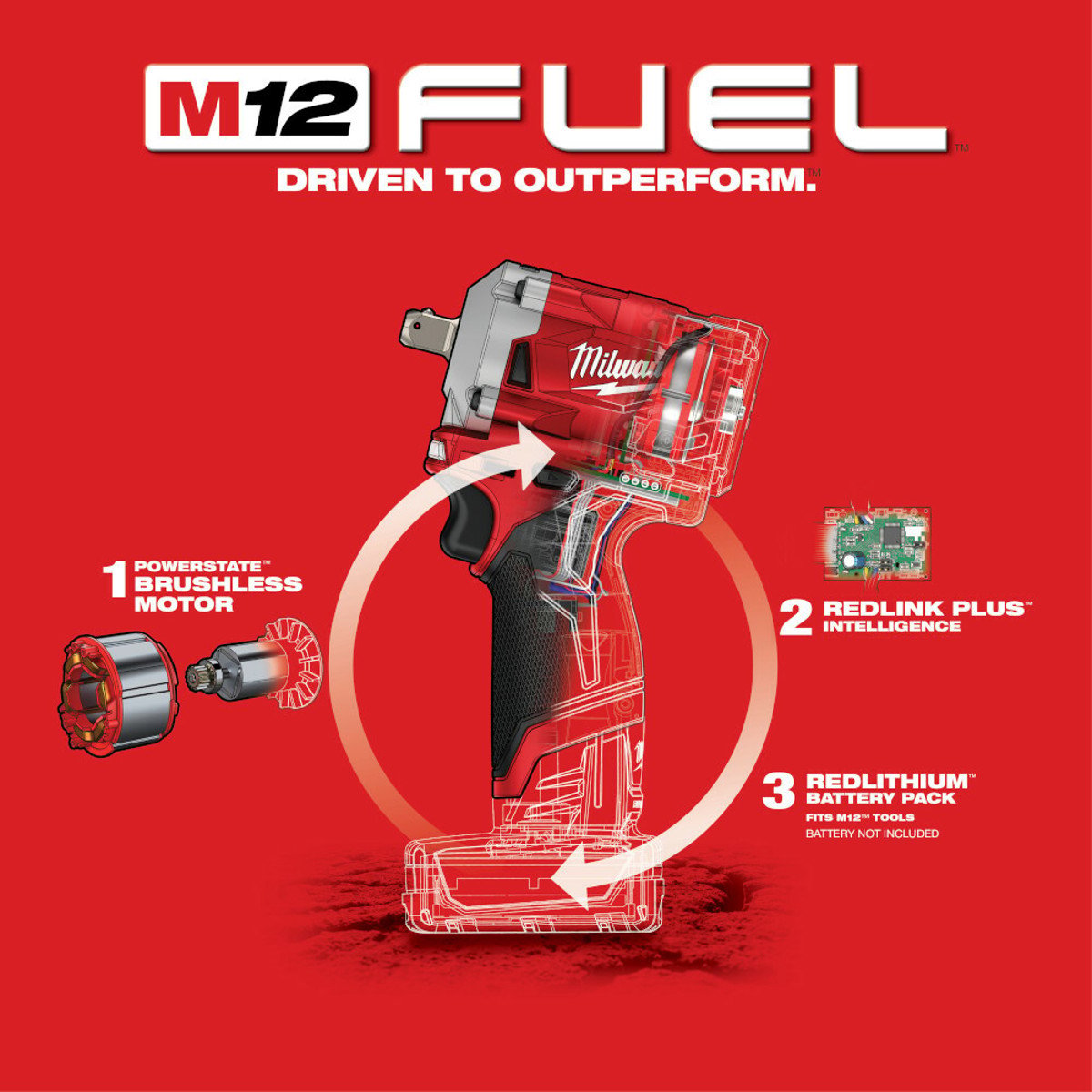 MILWAUKEE Milwaukee 2555P-20 M12 FUEL Stubby 1/2 in. Impact Wrench