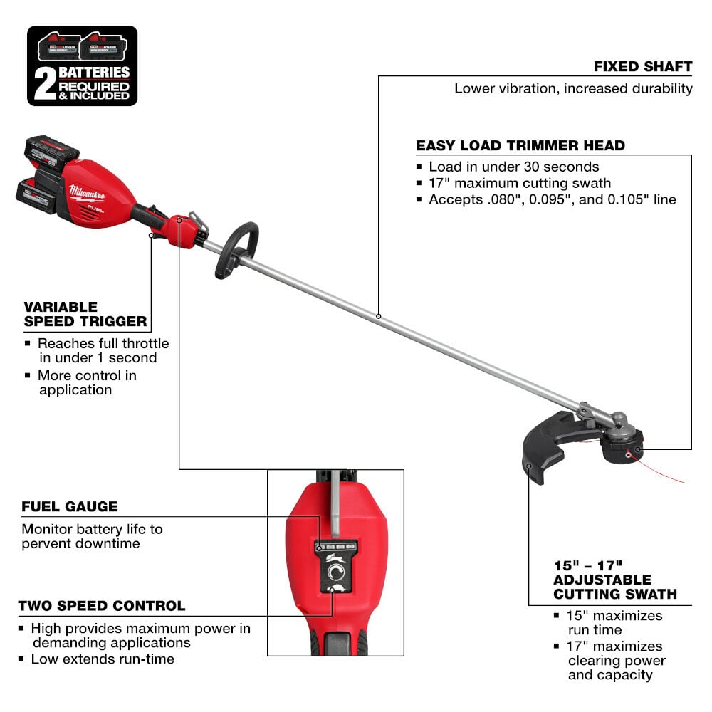 MILWAUKEE Milwaukee 3006-22 M18 FUEL 17 Dual Battery String Trimmer Kit