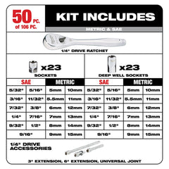 Milwaukee 48-22-9486 106Pc Ratchet and Socket Set with Packout Low-Profile Organizer