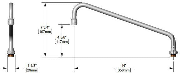 T&S BRASS T&S Brass 063X Swing Nozzle 14 Length 4-7/8 Clearance