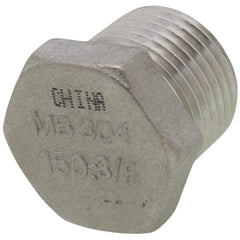 Merit Brass K417H-06 Hex Head Pipe Plug, 3/8 in Nominal, MNPT End Style, 150 lb