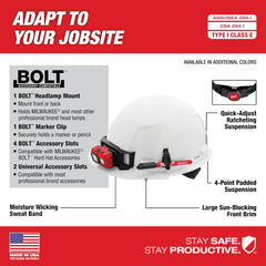 Milwaukee 48-73-1112 Orange Front Brim Hard Hat w/4pt Ratcheting Suspension - Type 1, Class E