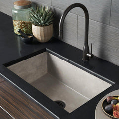 Native Trails NSK3018-A NativeStone 30 x 18 in. Concrete Single Bowl Farmhouse Kitchen Sink in Ash