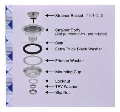 OATEY Oatey DB1000 Sink Basket Strainer Polished Chrome-Nickel